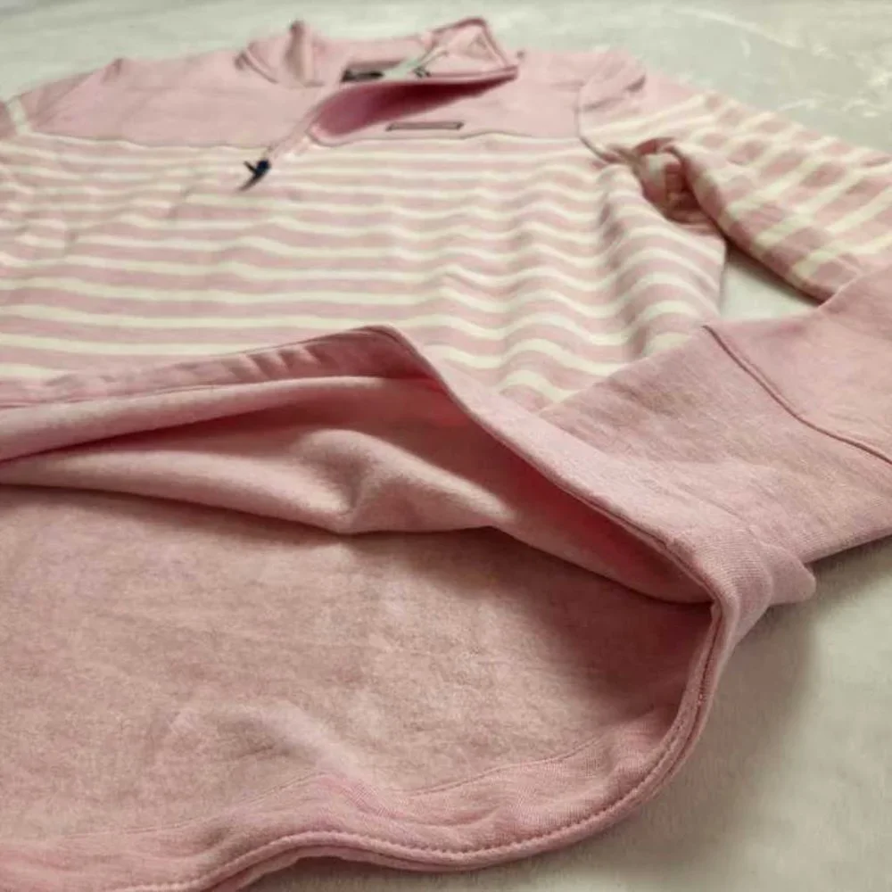NEW PINK VINEYARD VINES DREAMCLOTH PLACED STRIPE RELAXED SHEP SHIRT SWEATER - Picture 2 of 12